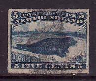 Newfoundland-Sc#40- id15-used 5c blue Harp seal-1876-