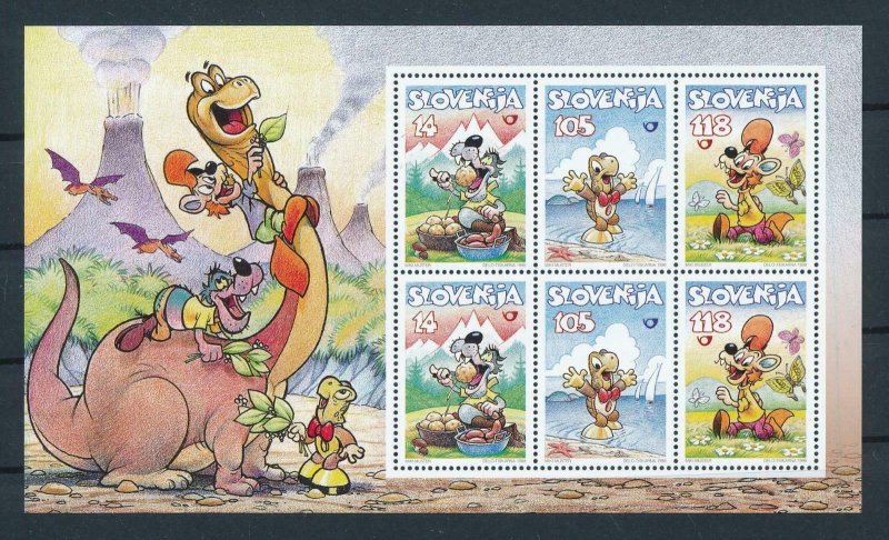 [106397] Slovenia 1998 Prehistoric animals dinosaurs drawing art Sheet MNH