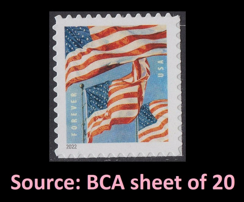 US 5654 Flags forever single (1 stamp from BCA sheet) MNH 2022 