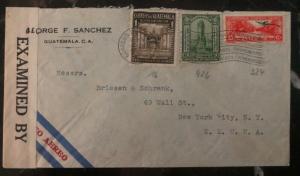 1942 Guatemala Censored Airmail Cover To New York USA