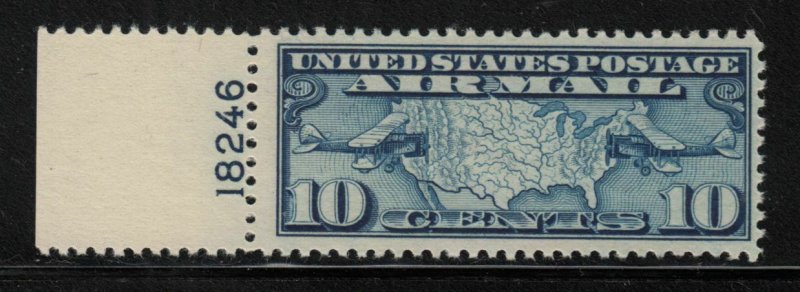 1926 Sc C7 AIRMAIL 10c blue MNH plate number single Hebert CV $14 (13