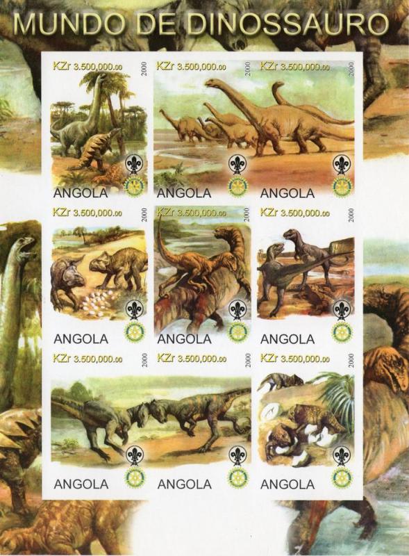 Angola 2000 Dinosaurs Prehistoric #00dino11-7imp
