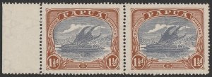 PAPUA 1916 Lakatoi 1½d bright blue & bright brown pair 'POSTACE' variety. MNH **