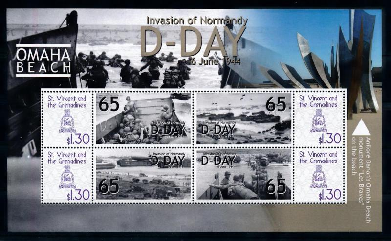 [76051] St. Vincent & Gren. 2009 World War II D-Day Invasion Normandy Sheet MNH