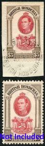 British Honduras SG161 1938 5 Dollar Variety MISPLACED Vignette CDS on Piece