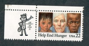21654 Help End Hunger MNH zip code single