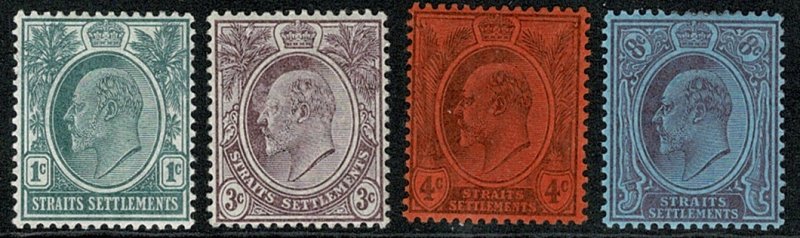 STRAITS SETTLEME. KE VII 1903-04 FULL SET UNUSED SG123-25 Wmk.CROWN CA P.14 VGC