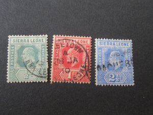 Sierra Leone 1907 Sc 90,91,94 FU