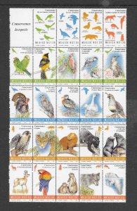 BIRDS - MEXICO #1875 FAUNA SHEET OF 24  MNH