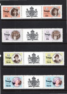 Tonga 1985 MNH Sc 608-11 Gutter pairs-1