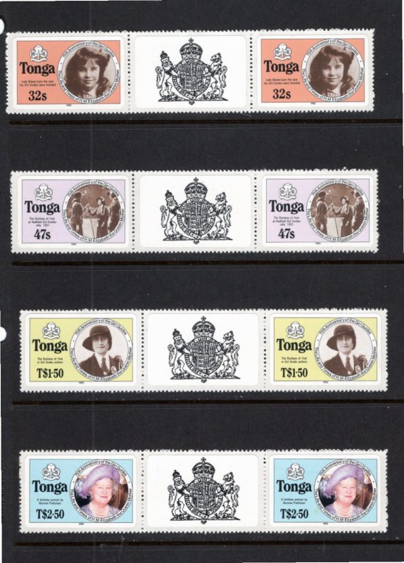 Tonga 1985 MNH Sc 608-11 Gutter pairs-1