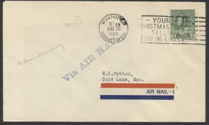 1928 Flight Cover AUG 31 The Pas to Kississing MAN AAMC #2841