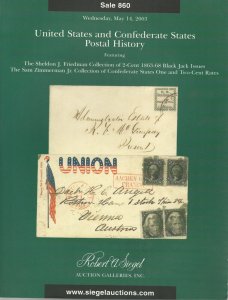 U.S. & Confederate Postal History, R.A. Siegel, Sale #860, May 14, 2003, Catalog