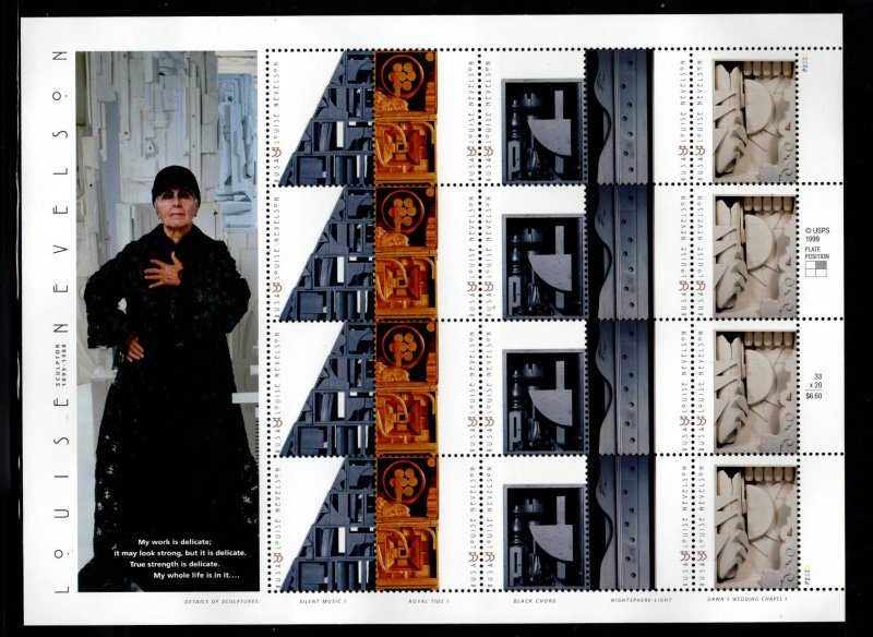 ALLY'S STAMPS US Plate Block Scott #3379-82 33c Nevelson [20] MNH F/VF [FP-12]