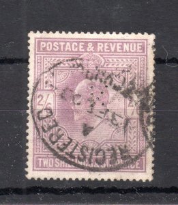 EDWARD VII 2/6 USED WITH 'K' PERFIN