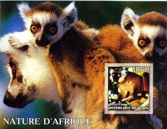 Lemurs from Africa on Stamps -  Stamp Souvenir Sheet 122-15