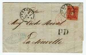Tuscany 1860 Provisional Government Cover 40c Livorno from La Nouvelle CV 3500