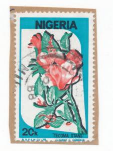 Nigeria 1986 Scott 493 used - 20k, Tecoma stans, flowers