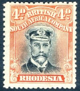 RHODESIA-1919 4d Black & Dull Red Sg 262 LIGHTLY MOUNTED MINT V18567