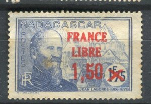 FRENCH COLONIES; MADAGASCAR 1940s early FRANCE LIBRE Optd Mint 1.50Fr. value