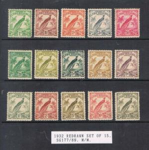 New Guinea 1932 SG 177-189 set of 15 MH