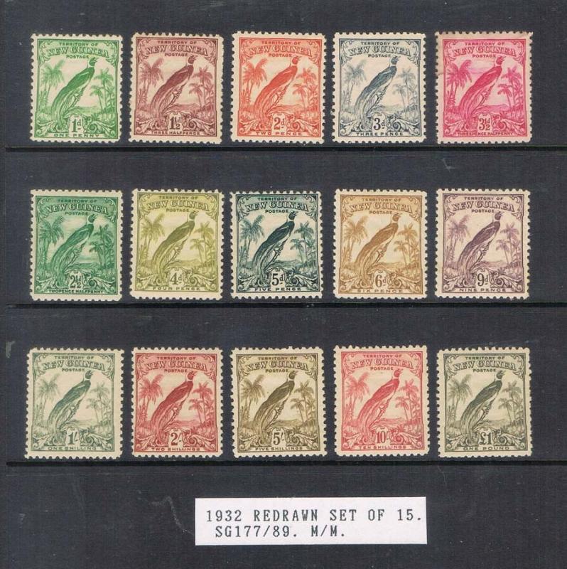 New Guinea 1932 SG 177-189 set of 15 MH