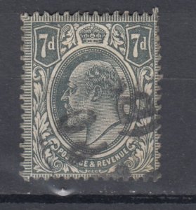 J44123 JL Stamps 1902-11 great britain 7p used #145 king $22.50 scv