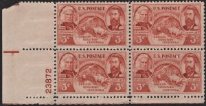 SC#964 3¢ Oregon Territory Plate Block: LL #23872 (1948) MDG