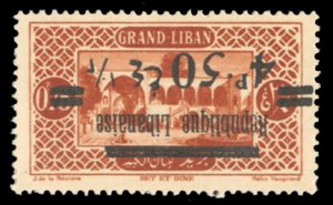 Lebanon #68 (YT 77b) Cat€100, 1926 4.50p on .75p, overprint inverted, never...