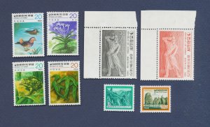 KOREA - Scott 1151-2, 1155-6, 1219-20, 1197-8 - MNH  - Bird, Flowers, Frog -