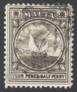 Malta Sc# 15 Used 1899 4 1/2p Ships