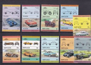 SA19i Saint Lucia 1980's History of Cars, mint pairs