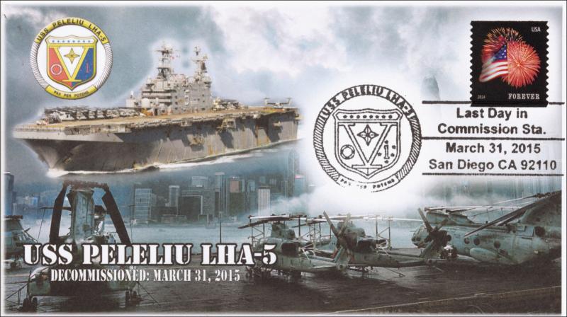 2015, USS Peleliu, Last day in Commission, Pictorial Postmark, 15-049