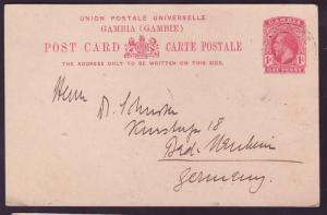  Gambia postal Gambia 1d inmÃ³vil a mala Mannheim Alemania 1911 Cdes