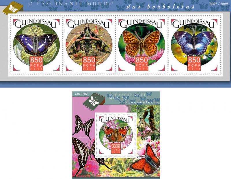 Butterflies Schmetterlinge Insects Insekten Fauna Guinea-Bissau MNH stamp set