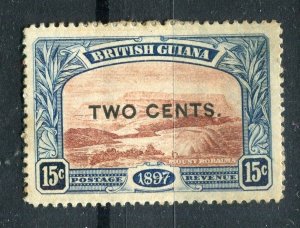 BRITISH GUIANA; 1899 early surcharged TWO CENTS issue 15c. Mint hinged