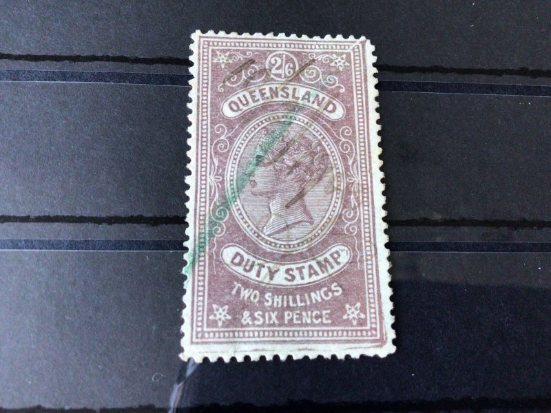 Australia Queensland vintage Duty Revenue  Stamp Ref 56449 