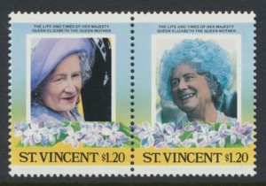 St. Vincent  SC# 863a-b  MNH Queen Mother se-tenant pair 1985 see detail & scan