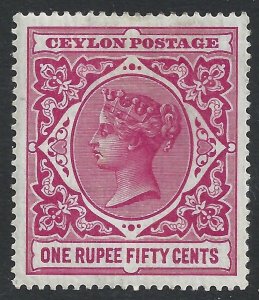 1899 CEYLON - SG 263 1r50 rose MLH / * Bolaffi stamp