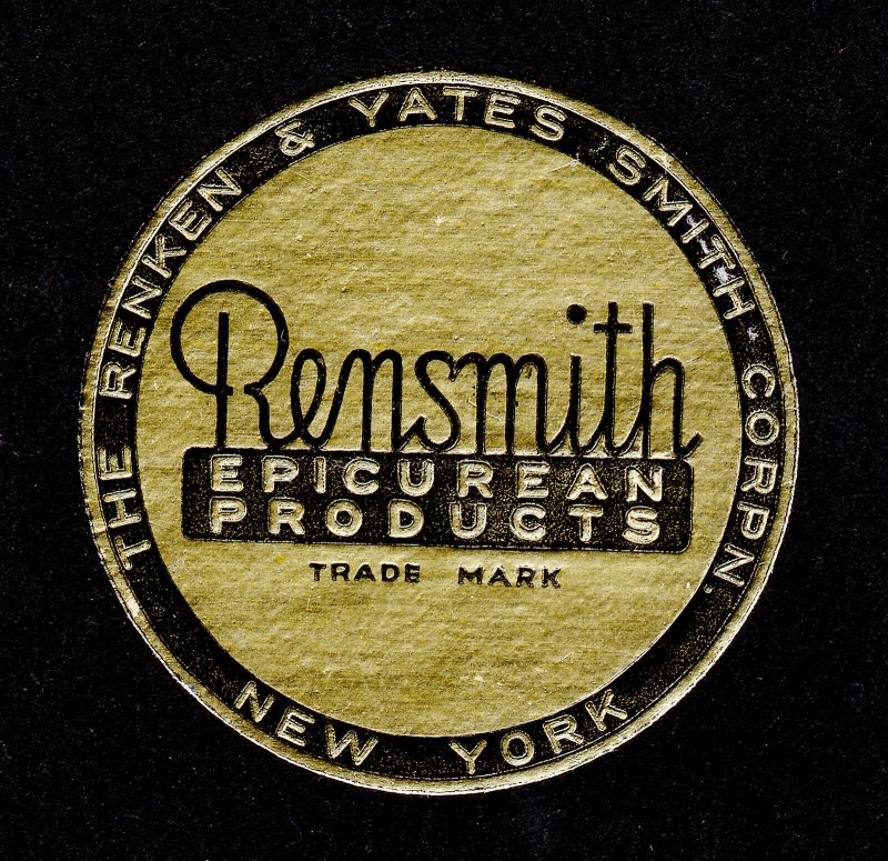 POSTER STAMP - THE RENKEN & YATES SMITH CORP - RENSMITH EPICUREAN PRODUCTS 1930S