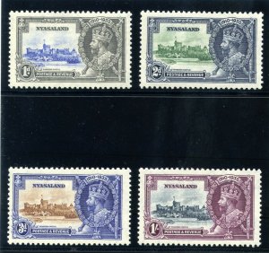 Nyasaland 1935 KGV Silver Jubilee set complete MLH. SG 123-126. Sc 47-50.