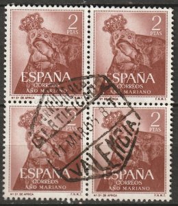 Spain 1954 Sc 812 block used Valencia cancel