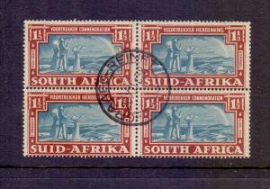 South Africa 1938 used 1 1/2 d. bilingual block of 4   #