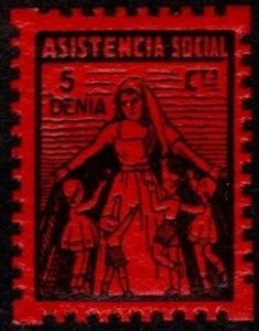 1937 Spain Civil War Charity Poster Stamp Denia 5 Centavos Social Welfare Stamp