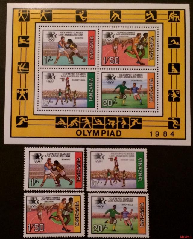 Tanzania 1984** Mi.242-45 + Bl.37. Olympics [20;49]