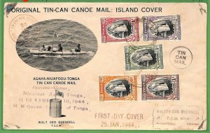 ZA1497 - TOGA - POSTAL HISTORY - OVERSIZED FDC Cover 1944 via TIN CAN MAIL