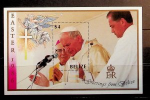 BELIZE Sc 808 NH SOUVENIR SHEET OF 1986 - POPE JOHN PAUL II