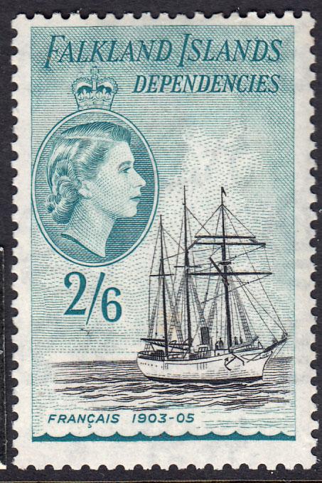 Falkland Island Dependencies QEII 1954 2/6 2s6d Black Turquoise SGG37 MNH UMM