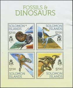 Solomon Islands 2013 Sc 1434 Fossils Dinosaurs CV $7.75