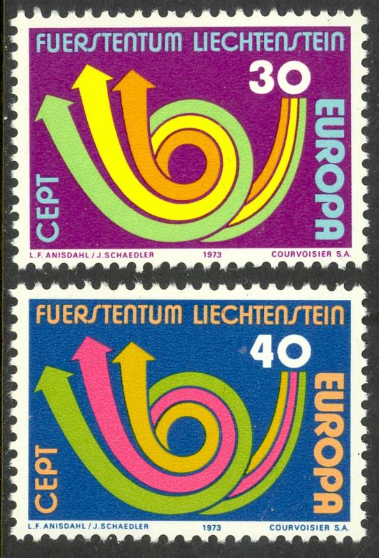 LIECHTENSTEIN 1973 EUROPA Set Sc 528-529 MNH